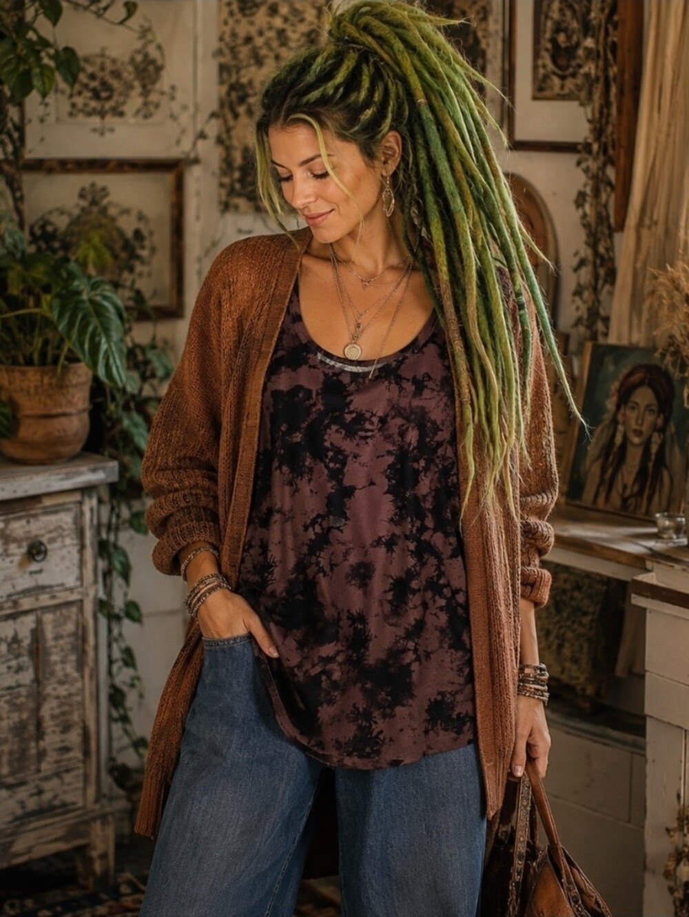 4/$15 No Boundaries 3X Sheer Brown Black Tie Dye Tank Top Y2K Grunge Alt